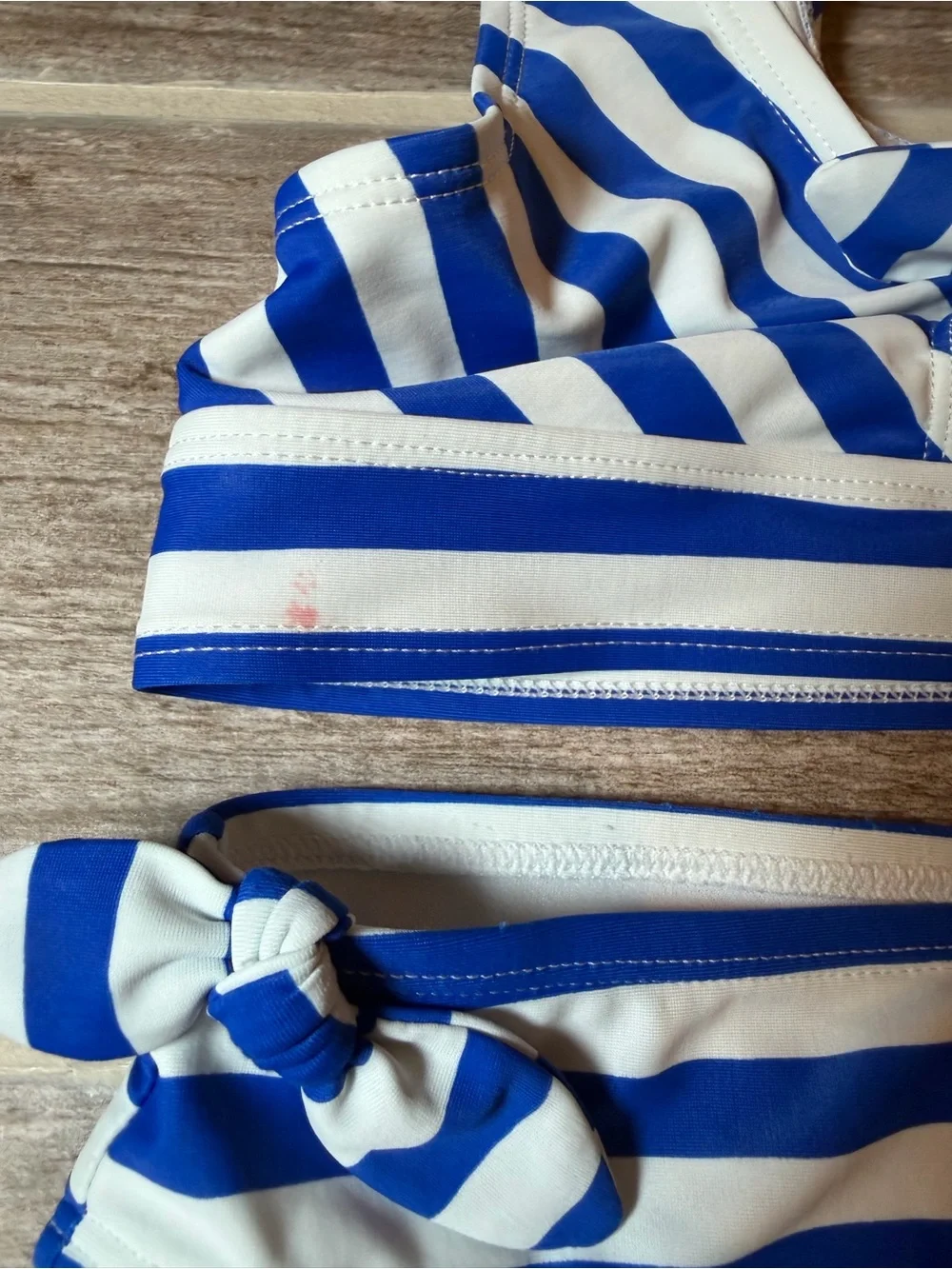 THE CHILDREN’S PLACE BLUE AND WHITE STRIPE SWIM SUIT BIKINI BOWS